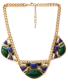 Statement Necklace Blue Green Gold
