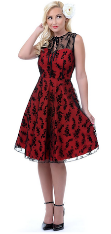 Red and Black Lace Vintage Inspired Dress