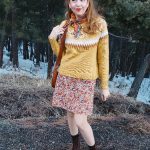 Vintage floral dress, fair isle sweater