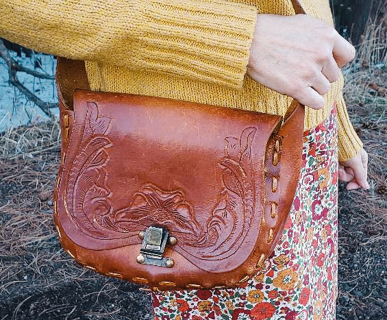 Vintage tooled leather purse