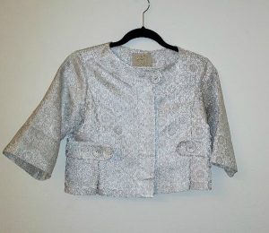 Silver brocade 1960s-style jacket