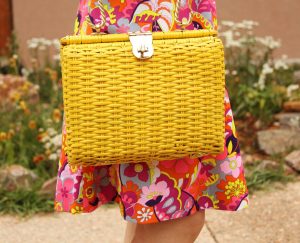 Yellow vintage basket-weave purse