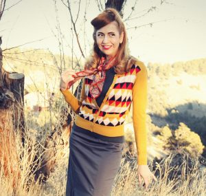 Cardigan sweater and pencil skirt