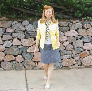1970s jacket and scooter skirt