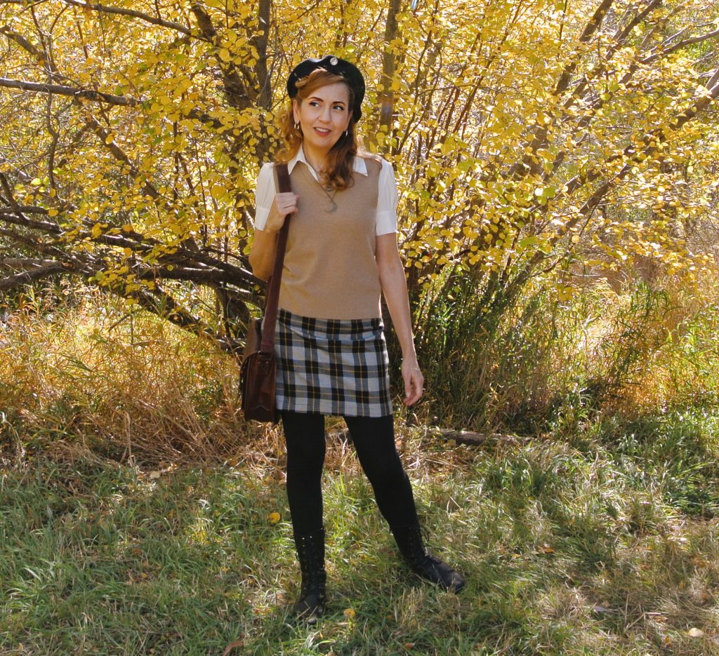 Academia Style, Sweater Vest, Plaid Skirt